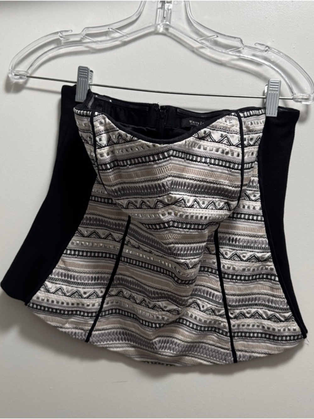 White House Black Market Black and Ivory Strapless Bustier/Corset Top